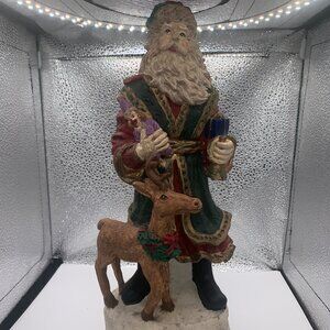 Santa Claus Reindeer Holiday Ceramic Figure Statute SELLING AS IS
